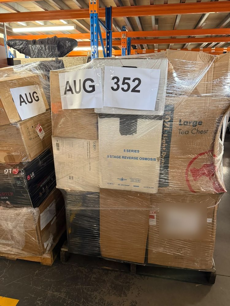 Pallet of mixed stock, lot 352, August